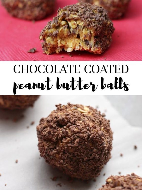 Chocolate Coated Peanut Butter Balls with Oatmeal