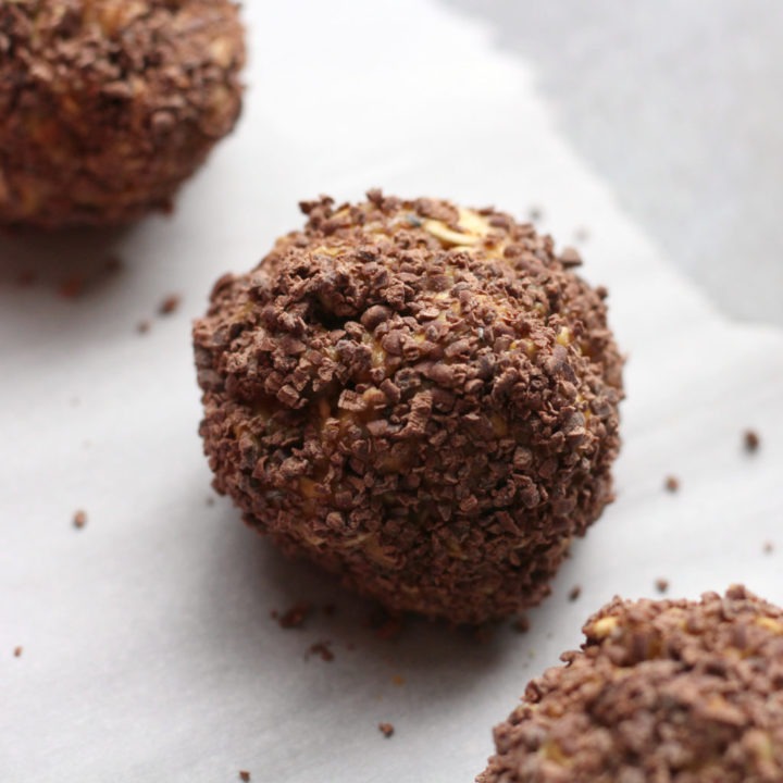 Chocolate Coated Peanut Butter Balls with Oatmeal