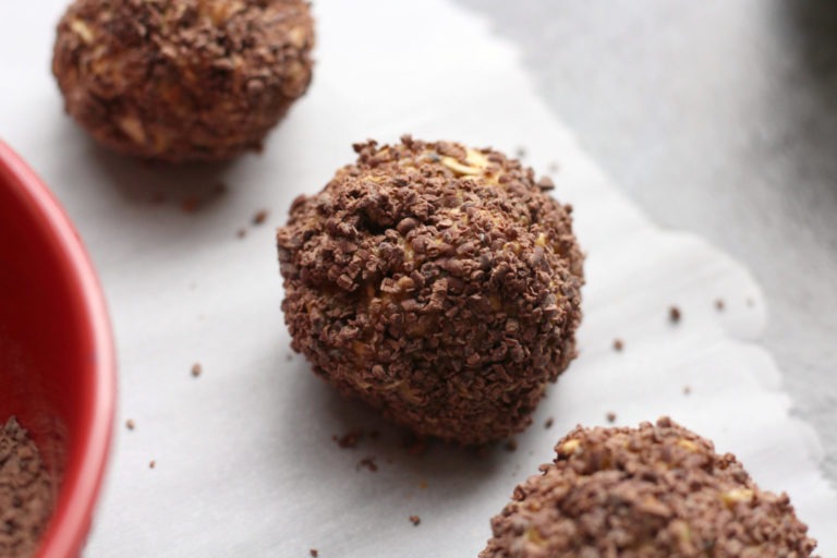 Chocolate Coated Peanut Butter Balls with Oatmeal