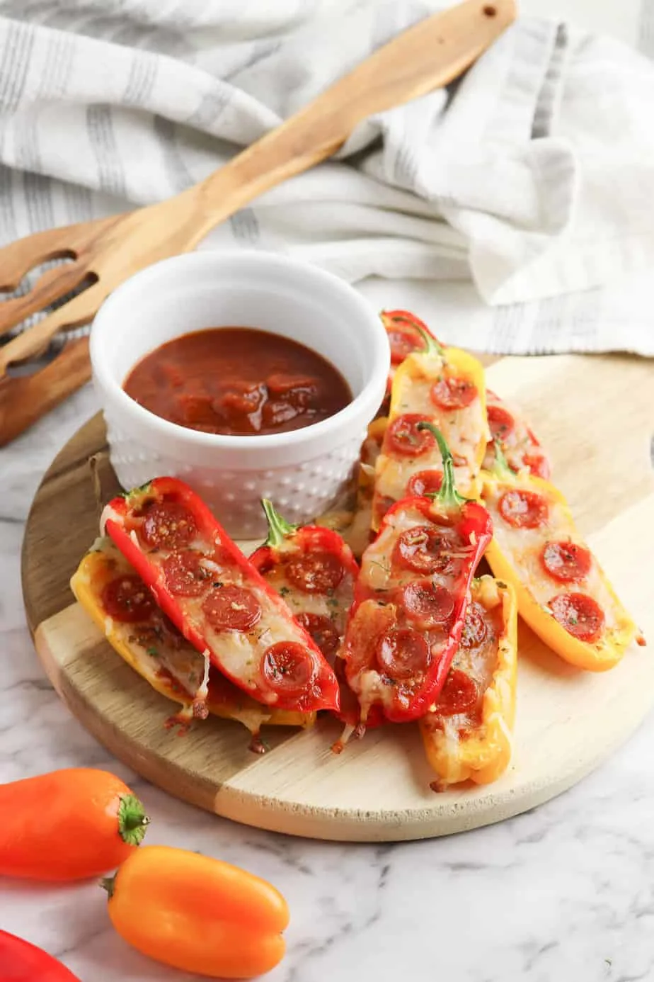 Air Fryer Pepperoni Pizza Peppers Appetizer (Oven Instructions, Too!)