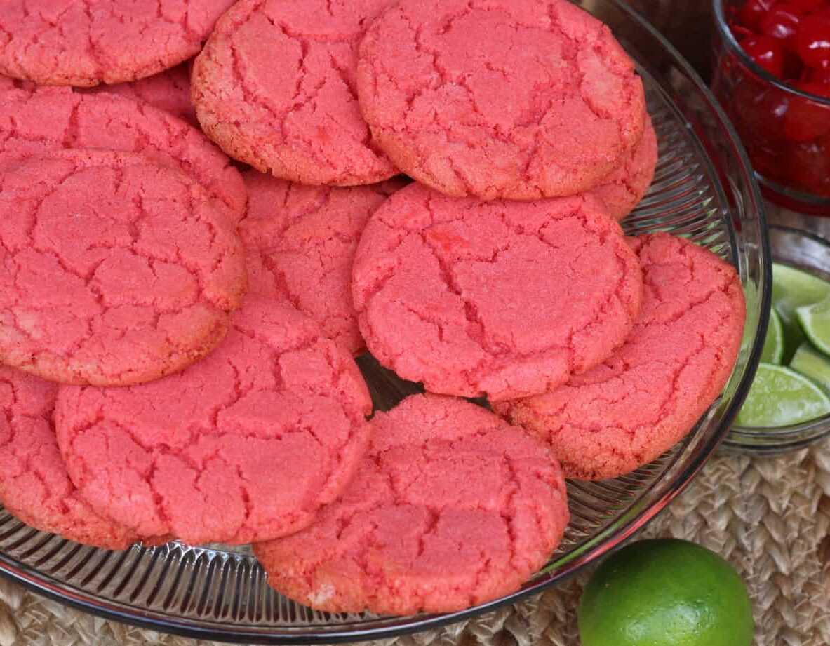 plate of cherry limeade cookies