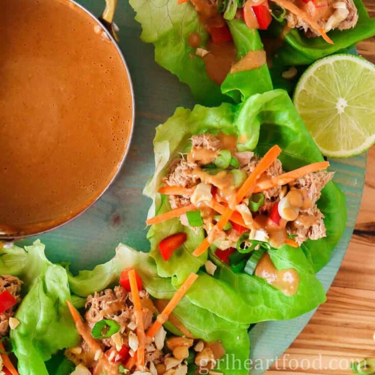 Image for Tuna Lettuce Wraps With Peanut Sauce