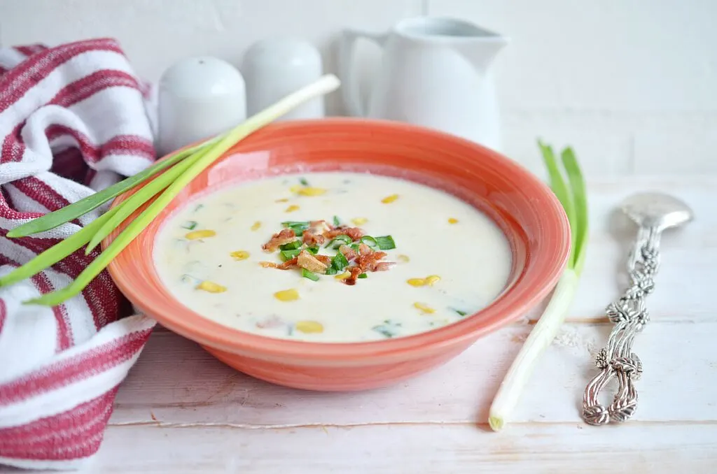 corn chowder in a bowl