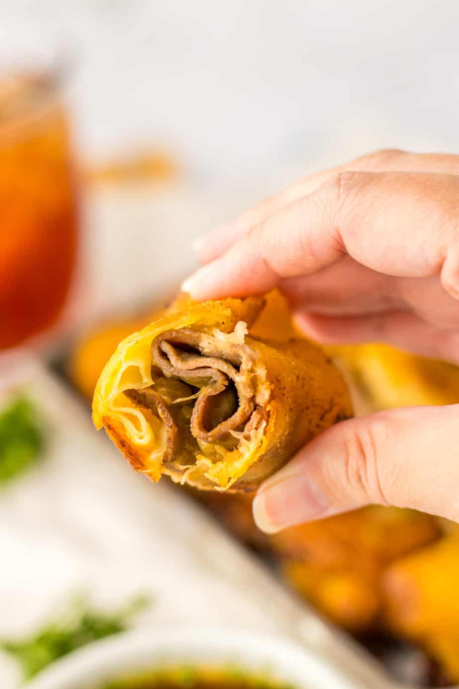 air fryer french dip egg rolls