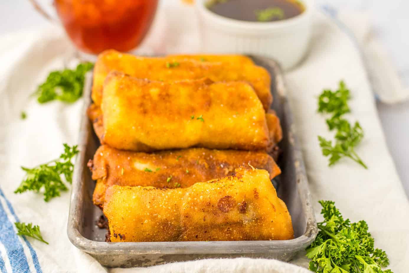 air fryer french dip egg rolls