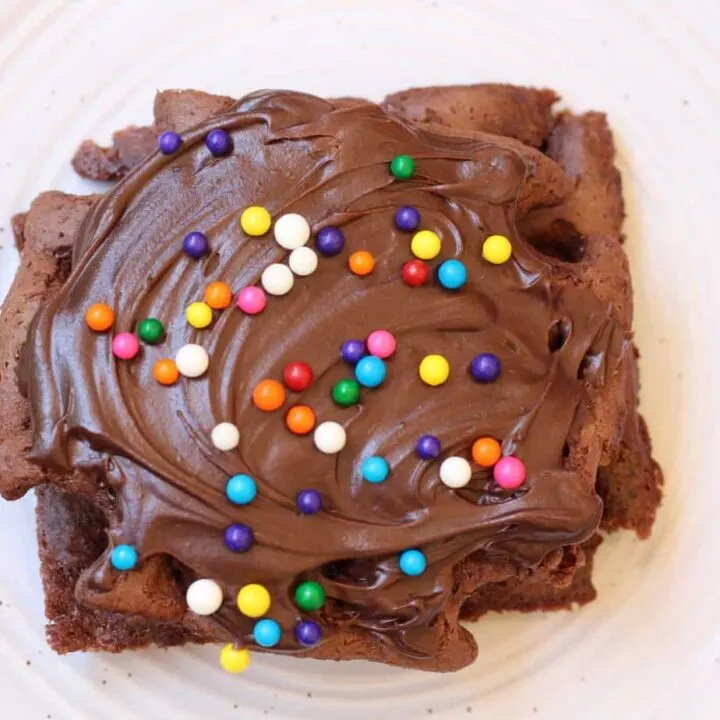 Dark Chocolate Brownie Waffles with Candy Sprinkles Recipe