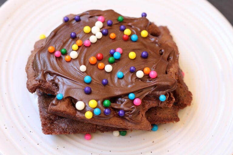Dark Chocolate Brownie Waffles with Candy Sprinkles Recipe