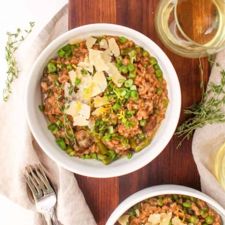 Image for Creamy Instant Pot Farro Risotto with Mushrooms & Asparagus