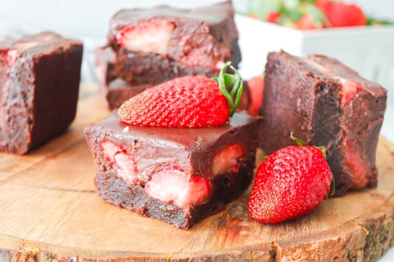 Strawberry Brownies with Chocolate Ganache