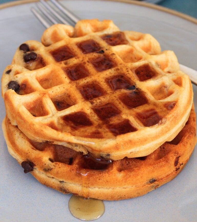 Peanut Butter Chocolate Chip Protein Waffles