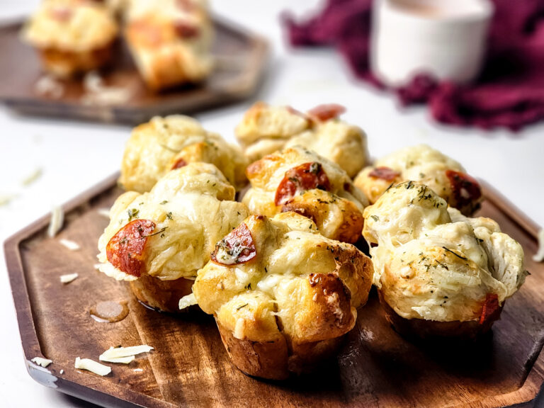 Garlic Butter Pepperoni Pizza Muffins