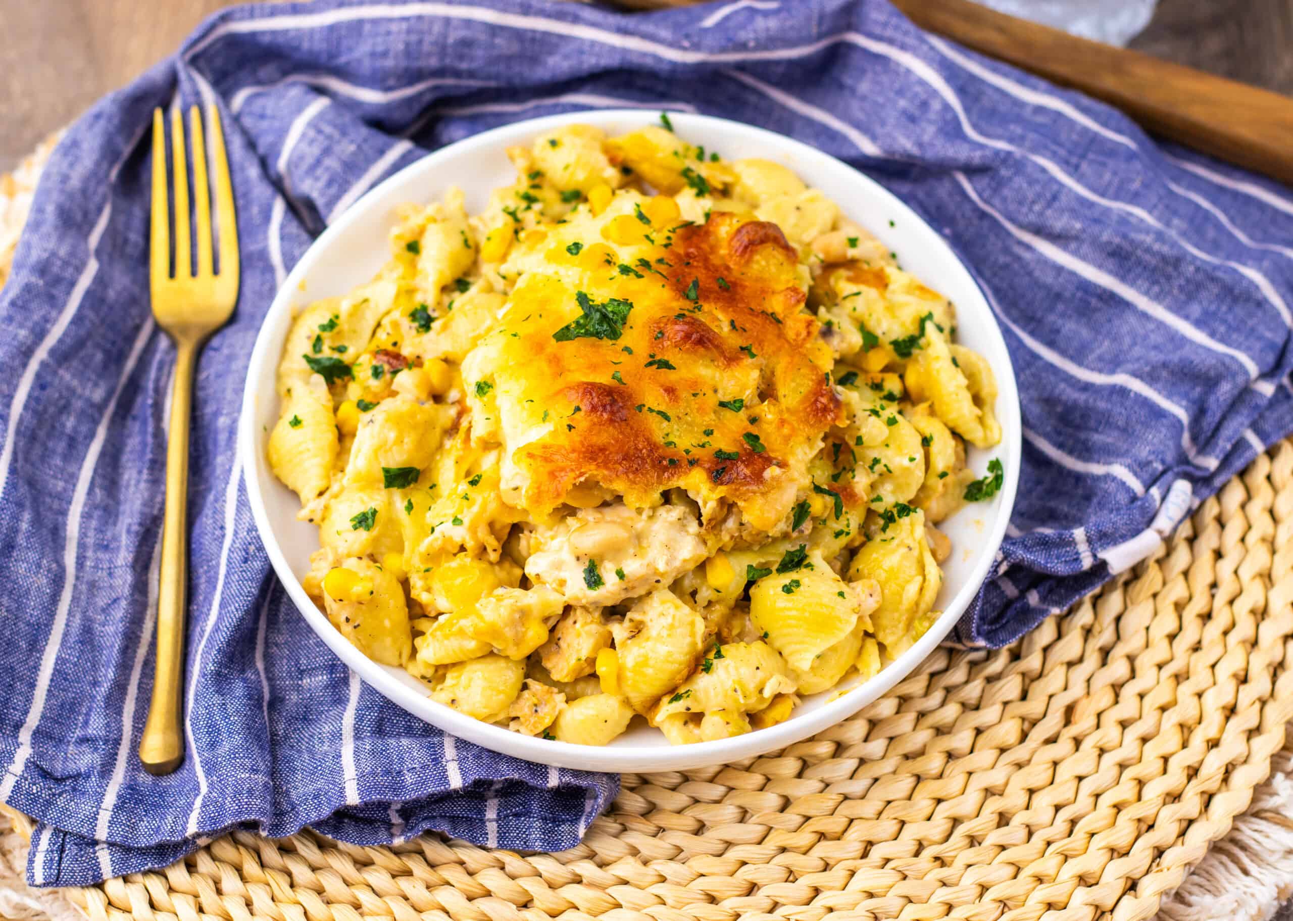 white chicken chili mac and cheese
