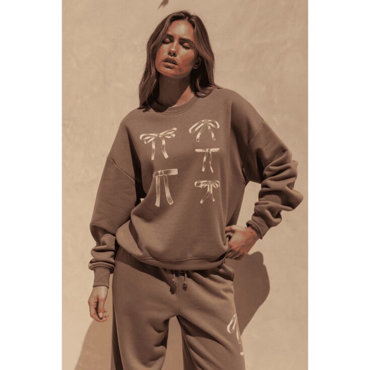 Image for Bow Printed Oversized Sweatshirts